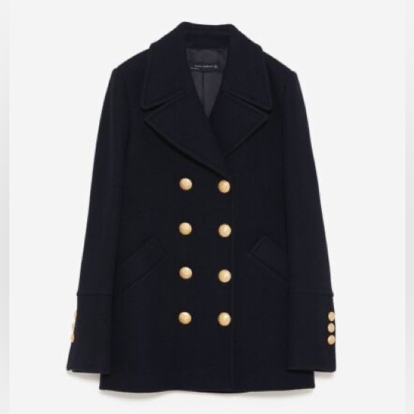 Jackets & Coats Zara Double Breasted Black Pea Coat Poshmark